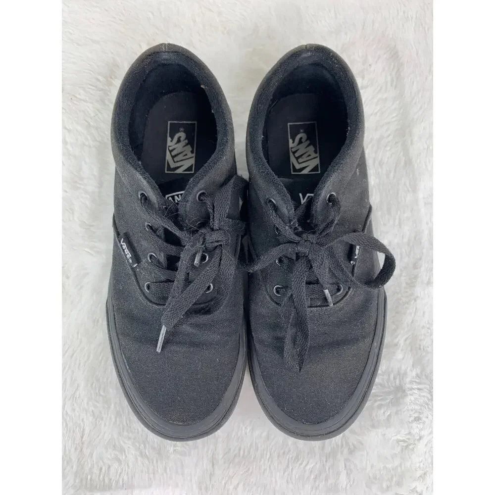 Vans Off The Wall Black Low Lace-Up Canvas Sneakers Youth Size 4